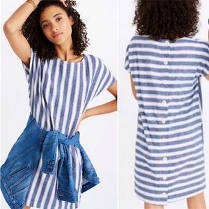 MADEWELL Linen Shift Dress Stripe Play Small